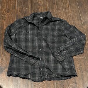 Express Black and Gray Plaid Long-Sleeve Shirt